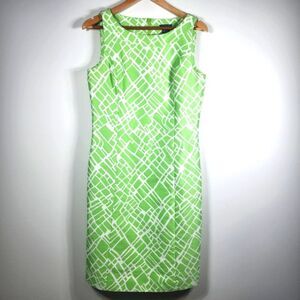 Doncaster Lime Green Geometric Print Cotton/Silk Blend Dress Size 4
